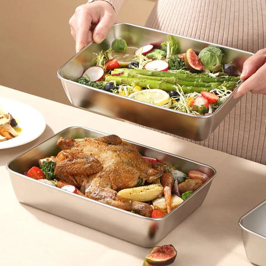 (🔥HOT SALE NOW 49% OFF) - Stainless Steel Square Plate（With Lid）